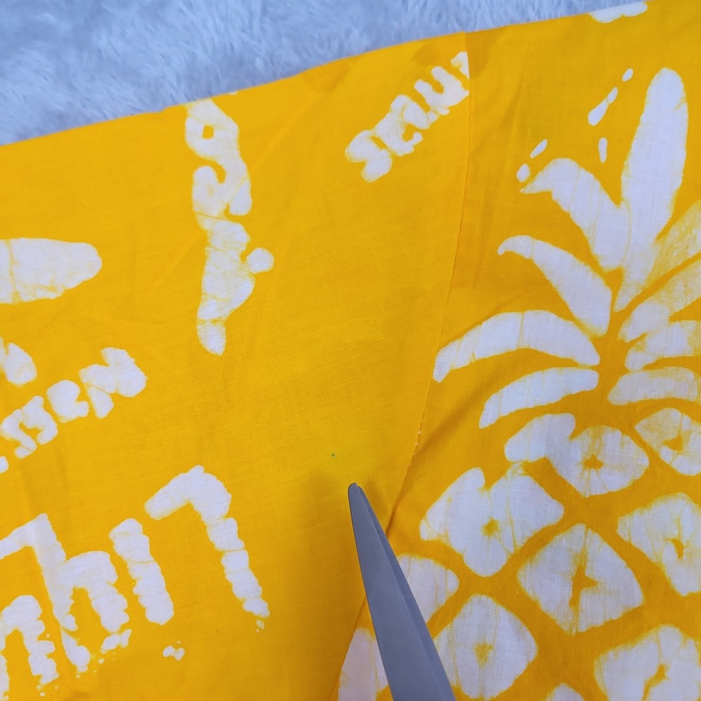 Androsia Bahamas Shirt Mens Large Yellow Pineapple Print Button Up Vintage - Picture 5 of 8